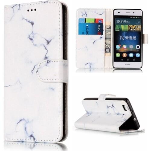 Marble Painted Leather Silicone TPU Case Cover For Huawei P8 Lite P9 Lite P8 Lite 2017 Flip Wallet Phone Bag & Case