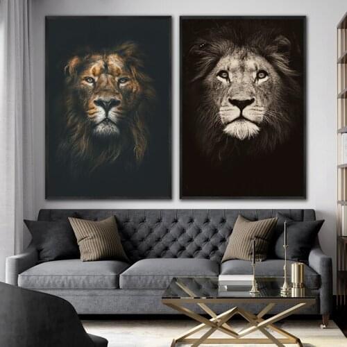 Black white animals canvas poster printing lions wall picture art for living room home decor paintings on the wall