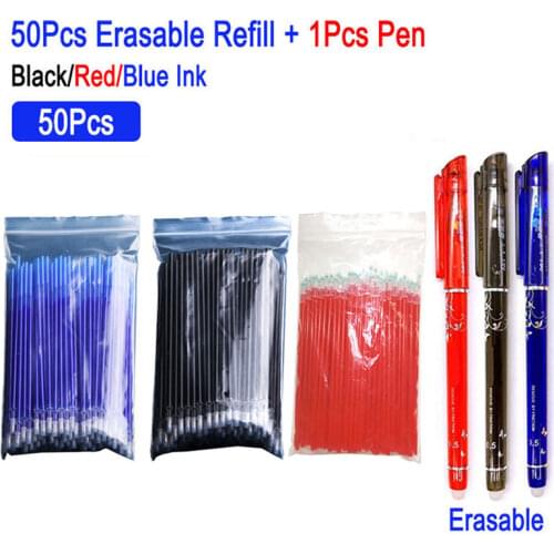 DELVTCH 0.5MM 51Pcs/Set Erasable Gel Pen Refill Rod Magic Erasable Pen Refill Washable Ink For School Stationery Office Writing