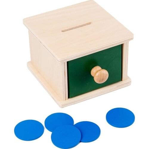 Wooden Object Permanence Box with Drawer and Wood Ball Babies Montessori Ball Drop Imbucare Box Baby Shower First Birthday Gift