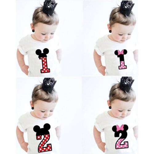 Baby Girls Boys Happy Birthday Party T-shirt Kids Summer Letter Printed Tees Nummer 1 2 3 4 Shirt Children Short Sleeve Tops