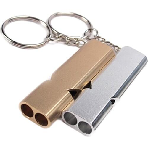 3 Pcs Two Color Aluminum Alloy Double-tube Survival Whistle Outdoor Equipment Safety Protection High Decibel Survival Whistle