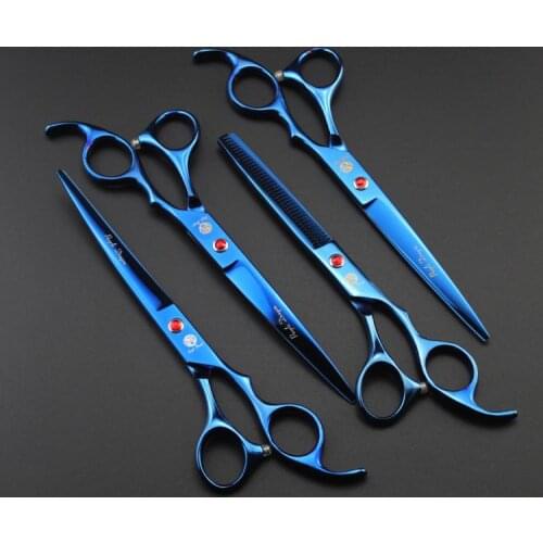 Factory outlets! set of 7 inch professional Cat Dog Blue Pet grooming scissors CUTTING THINNING CURVED scissors pet salon shears