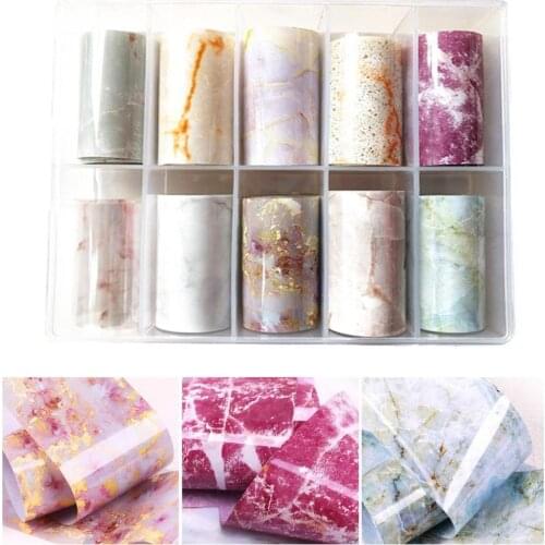 Nail Foil 10 Rolls 4*100cm - Pink White Marble Nail Foil Nail Transfer Foils Marble Nail Transfer Foil Set, Nail Art, Nail Decal