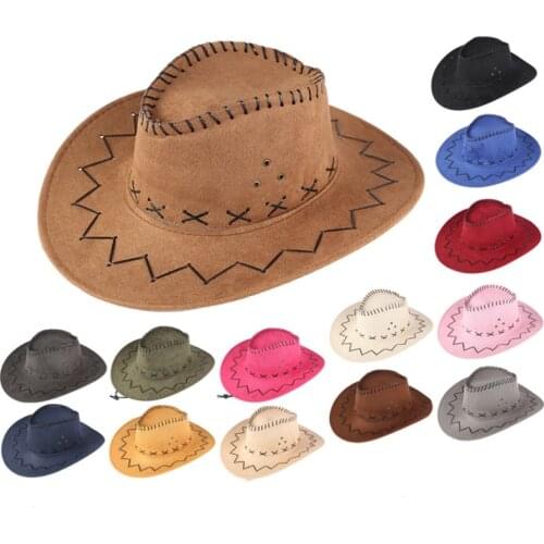 Cowboy hat imitation suede western cowboy hat mens rider hat панама fedora hat Panama rope accessories