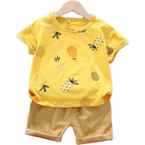 Summer Baby Boy Girl Cotton Clothes Infant Cartoon T-Shirt Shorts 2Pcs/sets New Children Casual Costume Fashion Kids Sport Suits