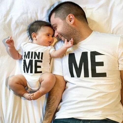 ME&MINI ME Daddy and Kids Men T Shirt Baby Cotton Rompers Family Matching Outfits Boys Girls Funny Short Sleeve T-shirt