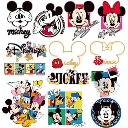 Mickey Mouse Ironing Patches Disney Minnie Hot Transfers Clothing Patch Cartoon DIY Sewing Clothes Bag Decration Sticker Gifts