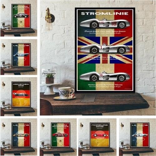 Cuadros Le Mans Carrera Panamericana Nurburg Ring Poster on Canvas Print Nordic Wall Art Picture for Living Room Home Decoration