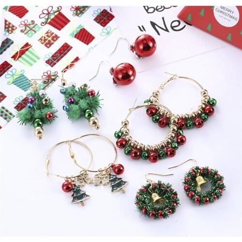 New Christmas Earrings Pendant Christmas Tree Snowflake Bell Santa Claus Boots Earrings Fashion Casual Jewelry Gift