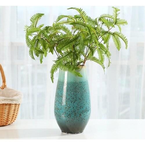 1 Brunch Multiple Green Artificial Fern Leaf Plastic Plants Garden Home Outdoor Decorations Fake Plants