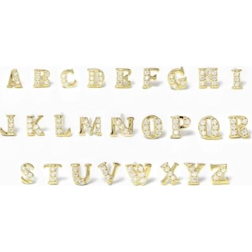 Minimalist 100% 925 Sterling Silver Stud Earrings 26 Initial Letters Studs Jewelry for Women Simple Cute Alphabet Zircon Gift