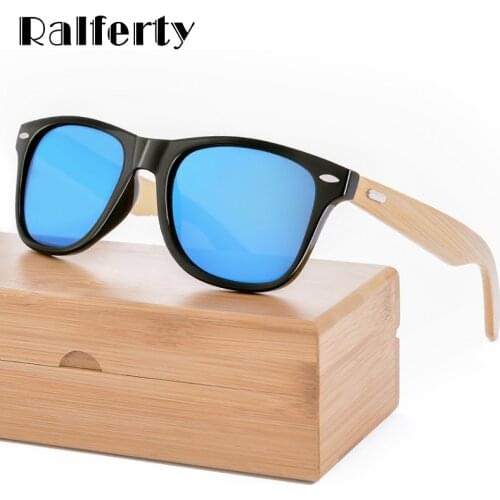 Ralferty Retro Wood Sunglasses Men Bamboo Sunglass Women Brand Sport Goggle Mirror UV400 Sun Glasses Male Shades lunette oculos