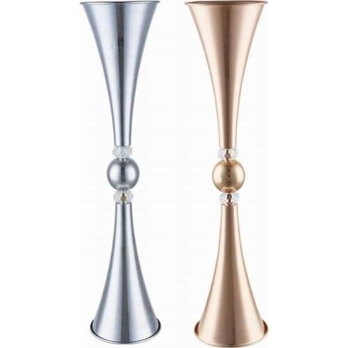 Gold & Silver Vases Metal Candle Holders Candlesticks Wedding Centerpieces Event Flower Road Lead Home Decoration