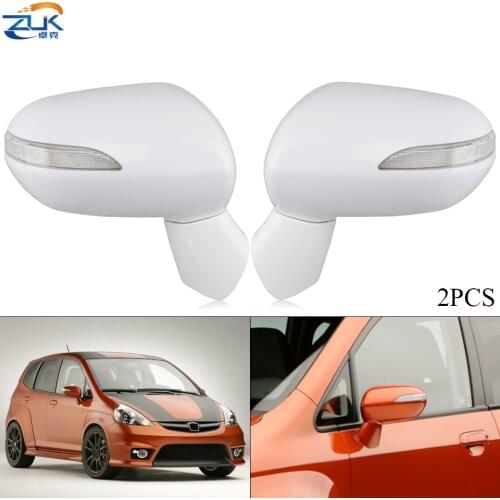 ZUK Pair Car Outer Rearview Door Mirror Assy For HONDA FIT JAZZ 2005 2006 2007 2008 CITY 2007 2008 5-PINS With Turn Signal Light