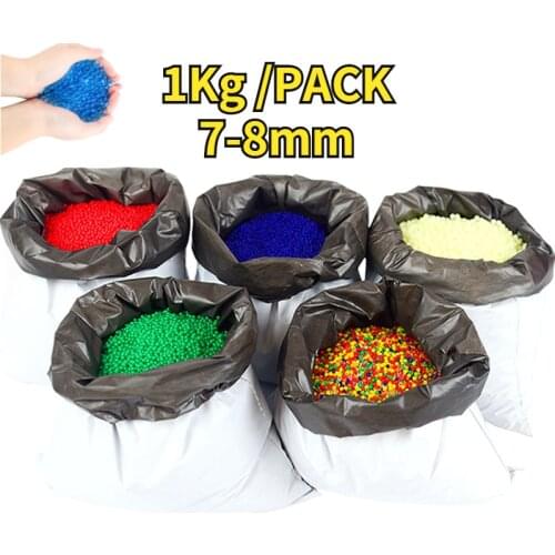 1Kg/1 Pack 7-8mm Gel Blaster BB Water Bomb Toy Soft Colored Gun Accessories Bullet Beads Pistol Air Glock Safety Child Adult