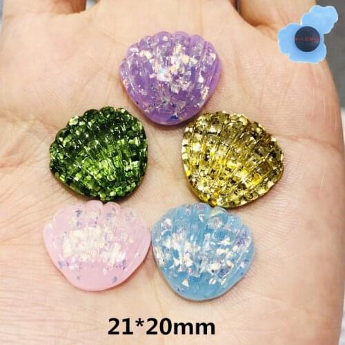1Pcs Glitter Shell High simulation Garden Shoe Accessories Ornament For Charms Shoes Fit Holes Bracelet Girls Gifts