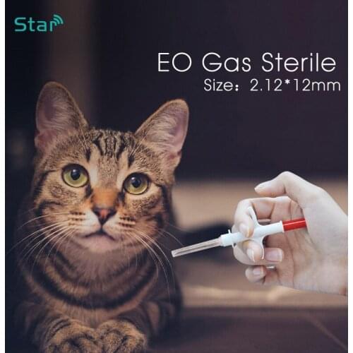 10pcs 1.25*7/1.4*8/2.12*12mm FDX-B Animal Microchip Syringe 134.2KHz Pet glass tag injector EM4305 Dog ID Tag with ICAR number