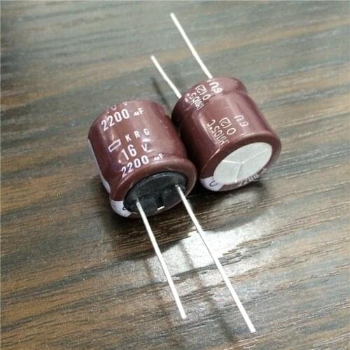 10pcs 2200uF 16V NIPPON NCC KRG Series 16x15mm Low profile 16V2200uF Aluminum Electrolytic Capacitor