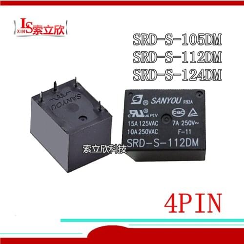 10PCS/LOT 100%Original New Relay SRD-S-105DM 5VDC SRD-S-112DM 12VDC SRD-S-124DM 24VDC SRD S 112DM 5V 12V 24V 5PIN 7A