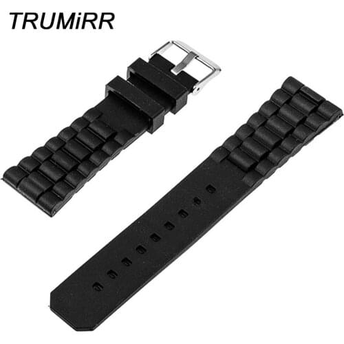 20mm 22mm 24mm Black Silicone Rubber Watchband Universal Replacement Watch Band Resin Bracelet Stainless Steel Buckle Strap