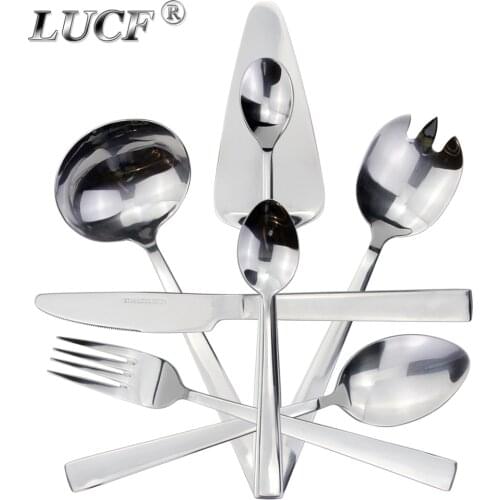 LUCF Multifunction Cutlery Set Stainless Steel Practical Standard Dinnerware with Cake Server/Ice Spoon/Ladle Utensil For Home