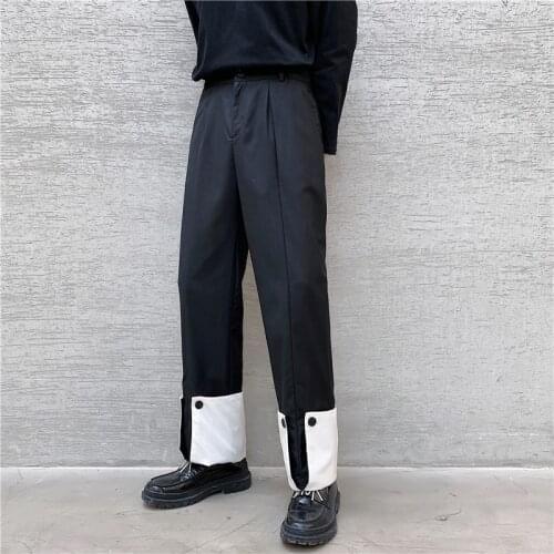 2021 spring Korean style personality Mixed colors design suit pants men casual suit Pants men trouser,M-XXL