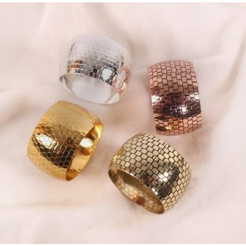 4pcs Alloy Napkin Rings 4cm Diameter Gold/Silver/Copper Napkin Holder For Wedding Hotel Party Decoration Free Shipping