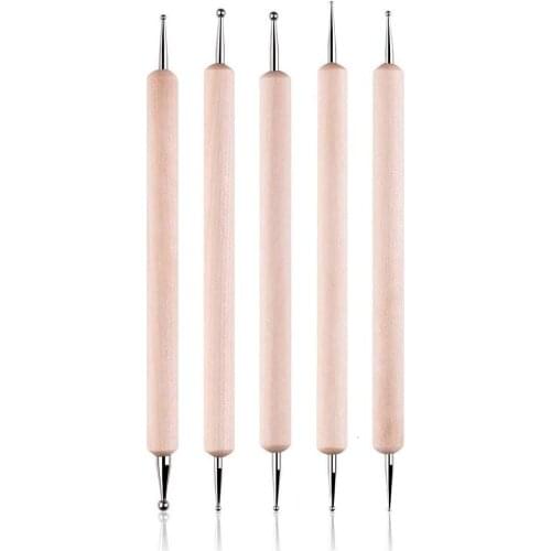 5pcs Dotting Ball Stylus Art Craft Tools Thai Clay Pottery Supplies Potters Tool Kit for Artists