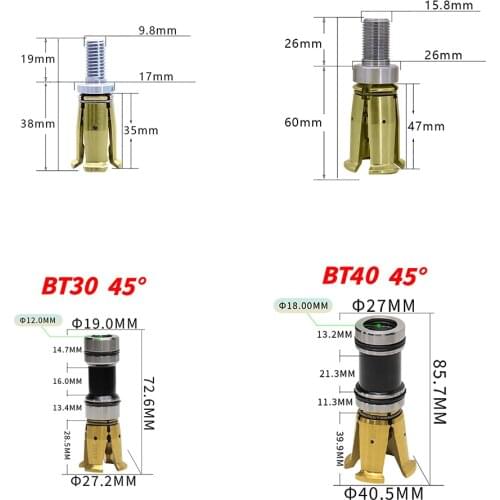 BT30 BT40 45 Degrees Gripper External Internal Threaded Spindle Claw Clamp 4 Petal Pull Claw Tool Milling CNC Machine Center