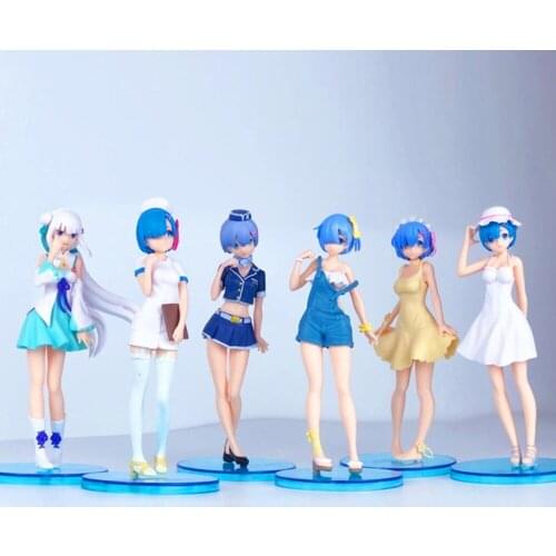 NEW 6 Types 17cm Anime Re:Life In A Different World From Zero Rem Ram Pajamas Figure PVC Action model Collection Toys