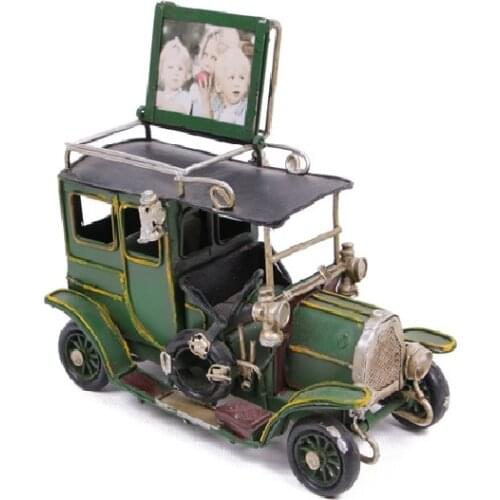 Photo Frame Vintage Metal Car Gift Decorative Trinket Miniature Green Nostalgic Handmade Hand Painted Quality Durable Material
