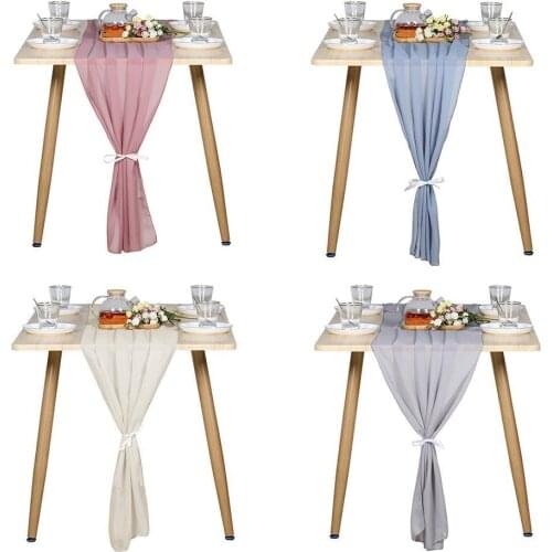 Hot sale wedding Table Runner many color dusty rose champagne royal blue purple dusty burgundy white lilac chiffon table runner