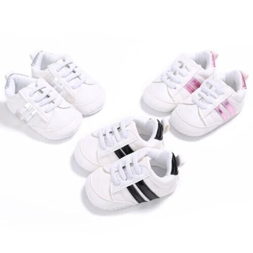 New Sneakers Newborn Baby Crib Sport Shoes Boys Girls Infant Lace up Soft Sole PU Sneaker Infant Toddler Prewalker