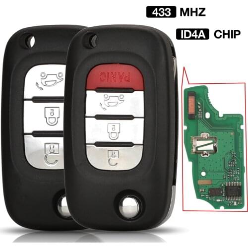 Kutery 3/4 Buttons Flip Remote Smart Car Key Fob 433Mhz 4A Chip For Mercedes Benz Smart Fortwo 453 Forfour 2015 2016 2017