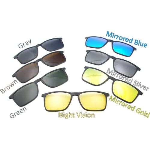 Square Magnetic Clip On With Polarized Lenses Mirror Reflection For 5512