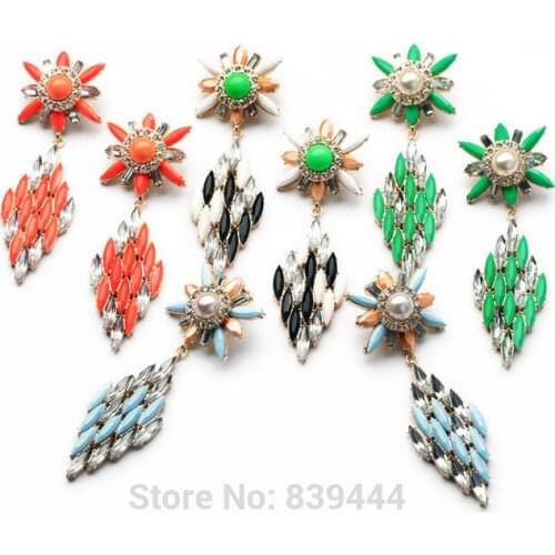 2014 Hot Selling Jewelry New Arrival 4 Colors Wholesales Resin Crystal Elegant Drop Earrings