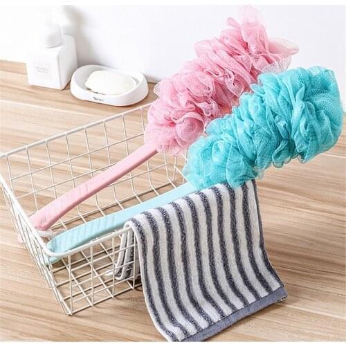 Massage Brushes New Long Handle Hanging Soft Mesh Back Body Bath Shower Scrubber Brush Sponge For Bathroom Shower Brush