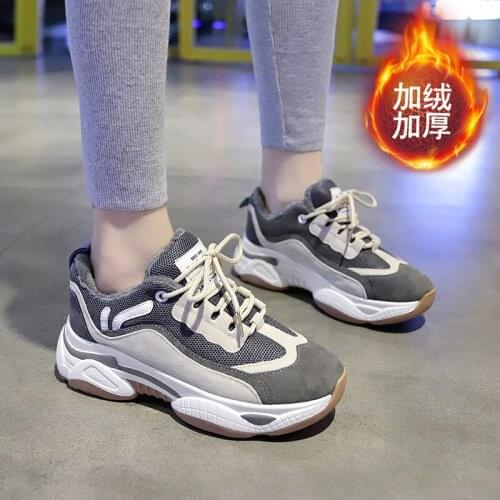 Chunky Sneakers Shoes Woman White Casual Shoes Women Sneakers Winter Platform Snow Shoes Plush Fur Plus Size Vulcanized Shoes