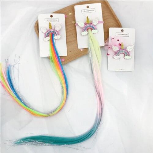 Cute Girls Star Hairpin Child Twist Hair Clip Simple Barrette Unicorn Cartoon Hair Rope Accessories Kids Wig Rope Hair Head Pin