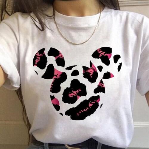 Cute Womens T-shirt Cartoon Leopard Short Sleeve Printed Casual Women Clothing Tops Graphic T-shirt Harajuku T Shirt Women