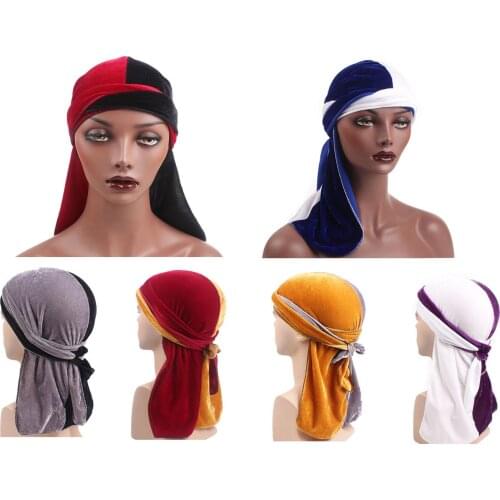 Fashion Unisex Women Men Bandana Hat Velvet Long Tail Headwrap Sport Chemo Cap Beanies Skullies Headscarf Bonnet Headwear
