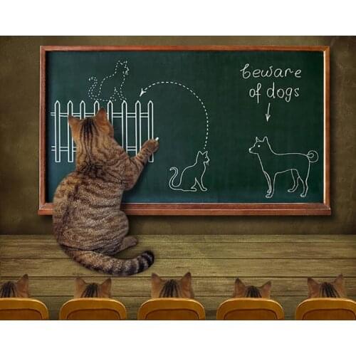 DIY Painting By Numbers Cat Teacher Kit Oil Picture By Numbers Animal Class Wall Art Painting on Canvas Home Decoration Gift