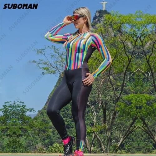 New 2021 suboman Pro Team Triathlon Womens Cycling Jersey One Piece Jumpsuit Maillot Cycling Ropa ciclismo long sleeve Uniform