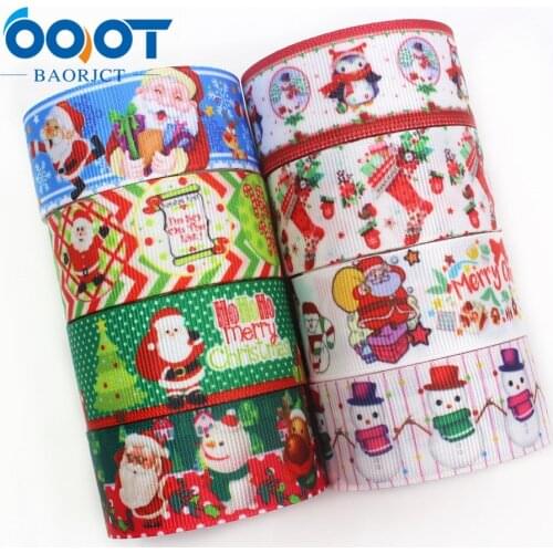 1971313,1'' 25mm Christmas holiday decoration gift wrapping Printed grosgrain ribbon,10yrds DIY handmade headwear accessories