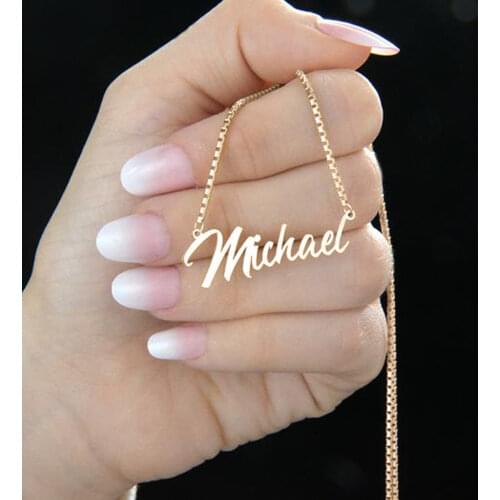 MumuXing Lady Personalized Stainless Steel Necklace Customized Name Letter Phase Pattern Chain Necklace Collar Fashion Jewelry