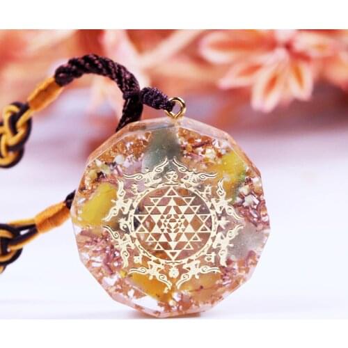 Reiki Sacred Geometry Energy Orgon Necklace Chakra Emf Protection For Chakra Healing Natural Crystal Resin Jewelry