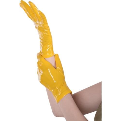 Jazz Gloves Adult Short Gloves Shiny Faux Leather Wrist Gloves Punk Rave Dancewear Sexy Costume Dress Accessories AuraPicco