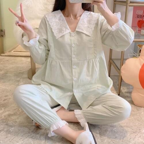 Nursing Pyjama Maternity Pajamas Summer Korean Pregnant Clothing Cotton Maternity Sleepwear Breastfeeding Pajamas Homewear