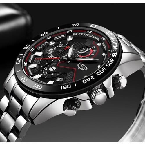 Relogio Masculino 2020 New Watches Men Luxury Brand LIGE Chronograph Men Sports Watches Waterproof Full Steel Quartz Mens Watch
